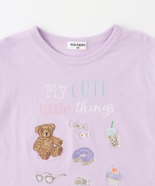 trois lapins kp（トロワラパンケーピー）の「【Trois Lapins】 くまグラフィック Tシャツ 【防虫加工】（Tシャツ/カットソー・キッズ・オフホワイト/ラベンダー・140cm/160cm/130cm/150cm/120cm）」の4枚目の写真