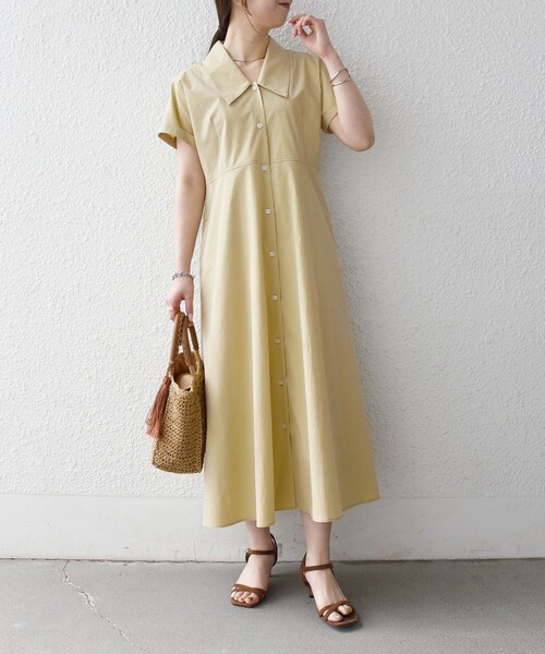 SHIPS any(シップス エニィ)の「SHIPS any:〈洗濯機可能〉フラットカラー Vネック フレア ワンピース 2(シャツワンピース・レディース・ブラウン系/イエロー/ネイビー・ONE SIZE)」の13枚目の写真