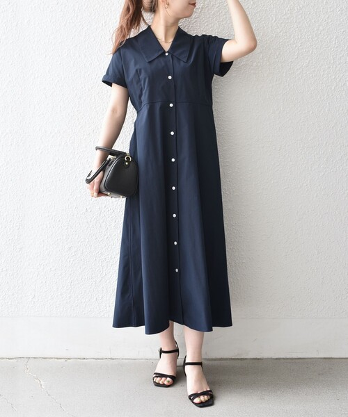 SHIPS any(シップス エニィ)の「SHIPS any:〈洗濯機可能〉フラットカラー Vネック フレア ワンピース 2(シャツワンピース・レディース・ブラウン系/イエロー/ネイビー・ONE SIZE)」の16枚目の写真