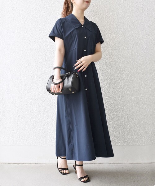 SHIPS any(シップス エニィ)の「SHIPS any:〈洗濯機可能〉フラットカラー Vネック フレア ワンピース 2(シャツワンピース・レディース・ブラウン系/イエロー/ネイビー・ONE SIZE)」の17枚目の写真