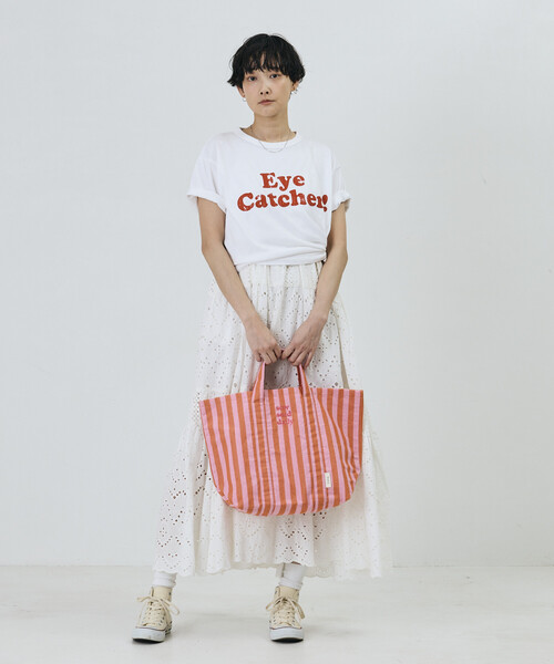 Freada(フリーダ)の「beej/ビージ ストライプ ファブリック 2WAYトートバッグ(トートバッグ・レディース・グリーン/オレンジ/レモンイエロー/ブラック・フリ-)」の20枚目の写真
