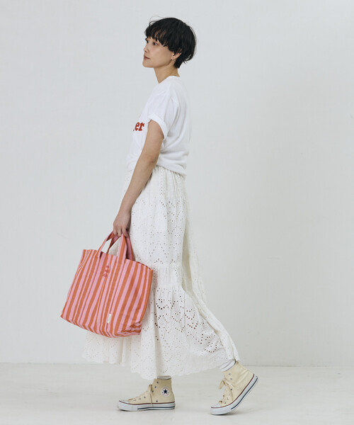 Freada(フリーダ)の「beej/ビージ ストライプ ファブリック 2WAYトートバッグ(トートバッグ・レディース・グリーン/オレンジ/レモンイエロー/ブラック・フリ-)」の21枚目の写真