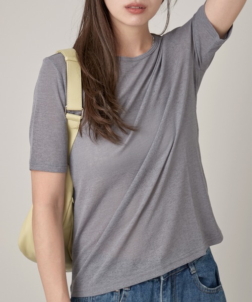 OFROOM(オフルーム)の「Relax Sheer Short Sleeve Top|リラックスシアーショートスリーブトップス(Tシャツ/カットソー・レディース・ホワイト/ブラック/チャコールグレー/ピンク・FREE)」の10枚目の写真