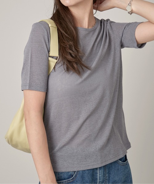 OFROOM(オフルーム)の「Relax Sheer Short Sleeve Top|リラックスシアーショートスリーブトップス(Tシャツ/カットソー・レディース・ホワイト/ブラック/チャコールグレー/ピンク・FREE)」の11枚目の写真
