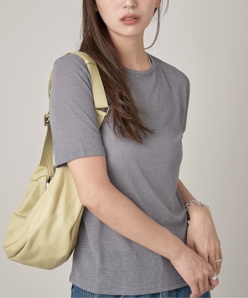OFROOM(オフルーム)の「Relax Sheer Short Sleeve Top|リラックスシアーショートスリーブトップス(Tシャツ/カットソー・レディース・ホワイト/ブラック/チャコールグレー/ピンク・FREE)」の12枚目の写真