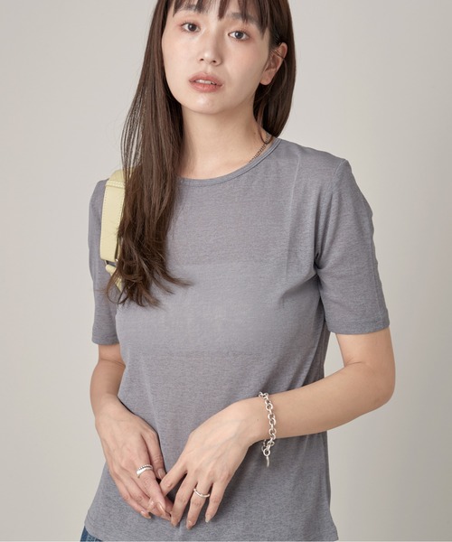 OFROOM(オフルーム)の「Relax Sheer Short Sleeve Top|リラックスシアーショートスリーブトップス(Tシャツ/カットソー・レディース・ホワイト/ブラック/チャコールグレー/ピンク・FREE)」の13枚目の写真