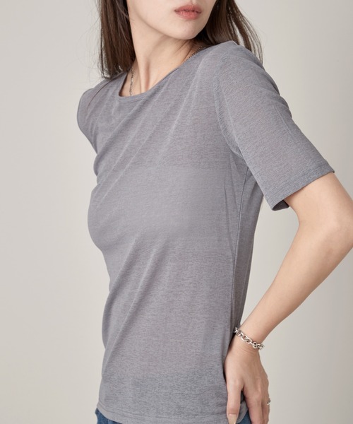 OFROOM(オフルーム)の「Relax Sheer Short Sleeve Top|リラックスシアーショートスリーブトップス(Tシャツ/カットソー・レディース・ホワイト/ブラック/チャコールグレー/ピンク・FREE)」の15枚目の写真