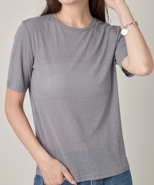 OFROOM(オフルーム)の「Relax Sheer Short Sleeve Top|リラックスシアーショートスリーブトップス(Tシャツ/カットソー・レディース・ホワイト/ブラック/チャコールグレー/ピンク・FREE)」の16枚目の写真