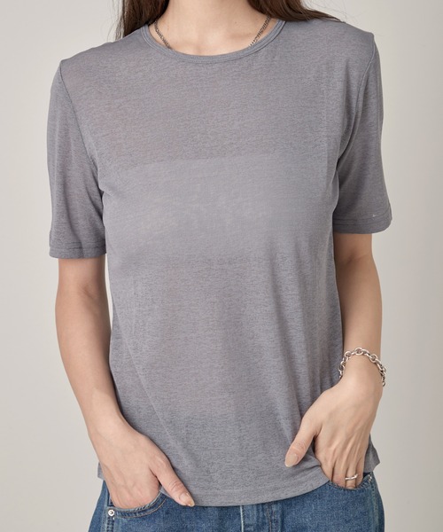 OFROOM(オフルーム)の「Relax Sheer Short Sleeve Top|リラックスシアーショートスリーブトップス(Tシャツ/カットソー・レディース・ホワイト/ブラック/チャコールグレー/ピンク・FREE)」の17枚目の写真