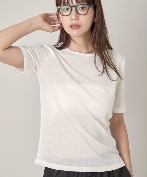 OFROOM(オフルーム)の「Relax Sheer Short Sleeve Top|リラックスシアーショートスリーブトップス(Tシャツ/カットソー・レディース・ホワイト/ブラック/チャコールグレー/ピンク・FREE)」の21枚目の写真