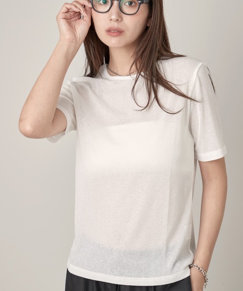 OFROOM(オフルーム)の「Relax Sheer Short Sleeve Top|リラックスシアーショートスリーブトップス(Tシャツ/カットソー・レディース・ホワイト/ブラック/チャコールグレー/ピンク・FREE)」の22枚目の写真