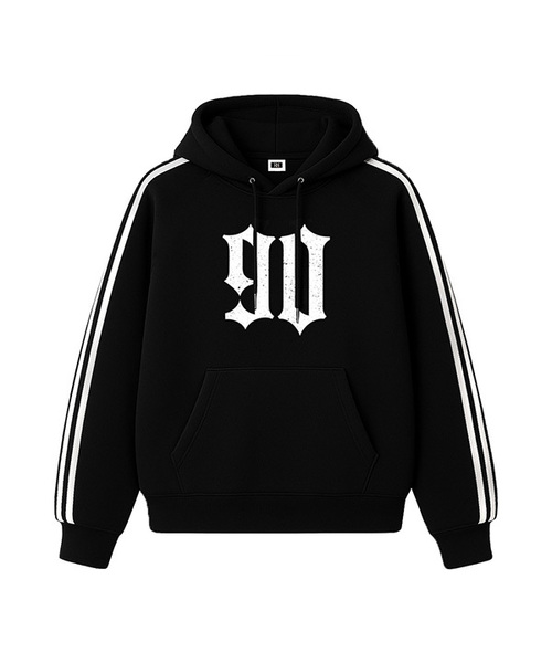 RANDOMOFF(ランダムオフ)の「DIVISION 90 SPORTY TRACK OVER FIT HOODIE (3color)(パーカー・レディース・ライトグレー/ブラック/ネイビー・SMALL/MEDIUM/LARGE)」の1枚目の写真
