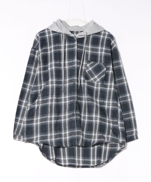 Alvia(アルビア)の「フード付きゆったりチェック柄シャツ(シャツ/ブラウス・レディース・ブラック/ネイビー・M)」の18枚目の写真