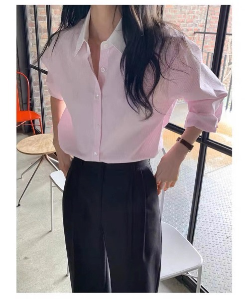 CELENA BEATS(セレナビーツ)の「配色カラー シンプル シャツ(シャツ/ブラウス・レディース・ピンク/ブルー・S/M)」の20枚目の写真