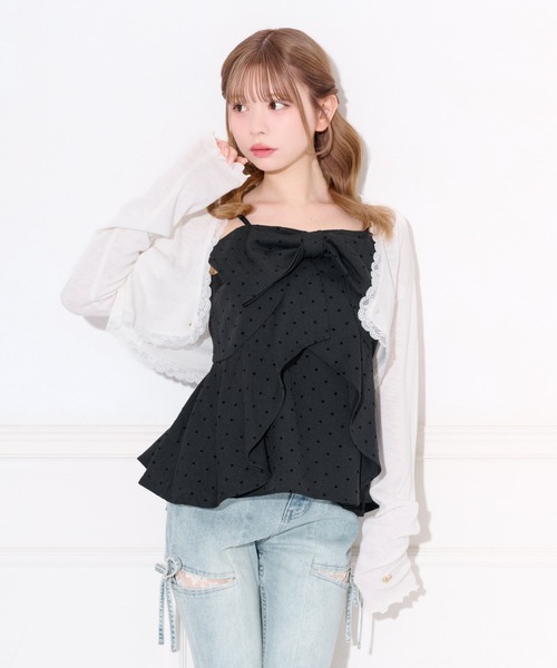 apres jour(アプレジュール)の「【UVカット】チャーム付きフリルシアーカーディガン(カーディガン/ボレロ・レディース・オフホワイト/ピンク/ブラック・X-LARGE/フリー)」の14枚目の写真