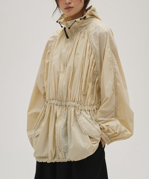 トゥデイフル Nylon Gather Blouson アイボリー　38 TODAYFUL/トゥデイフル】Nylon Gather Blouson/ナイロンギャザー
