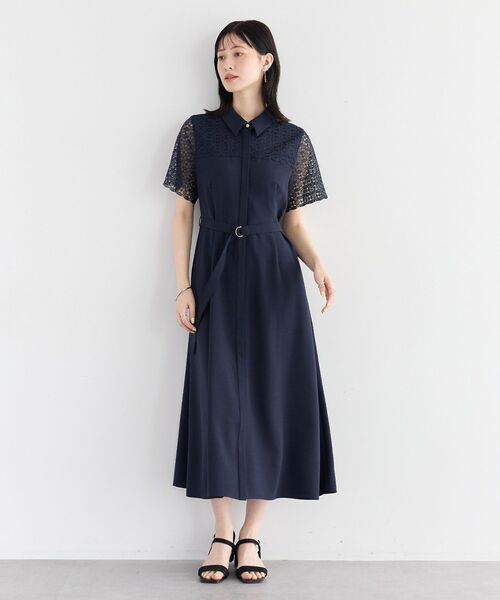 YECCA VECCA（イェッカヴェッカ）の「レース切替ワンピース（ワンピース・レディース・ネイビー/グレイッシュベージュ/ライトブルー・FREE）」の17枚目の写真