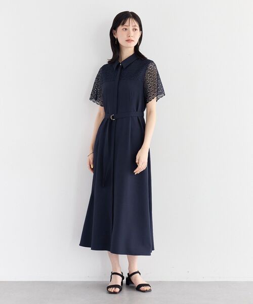 YECCA VECCA（イェッカヴェッカ）の「レース切替ワンピース（ワンピース・レディース・ネイビー/グレイッシュベージュ/ライトブルー・FREE）」の18枚目の写真