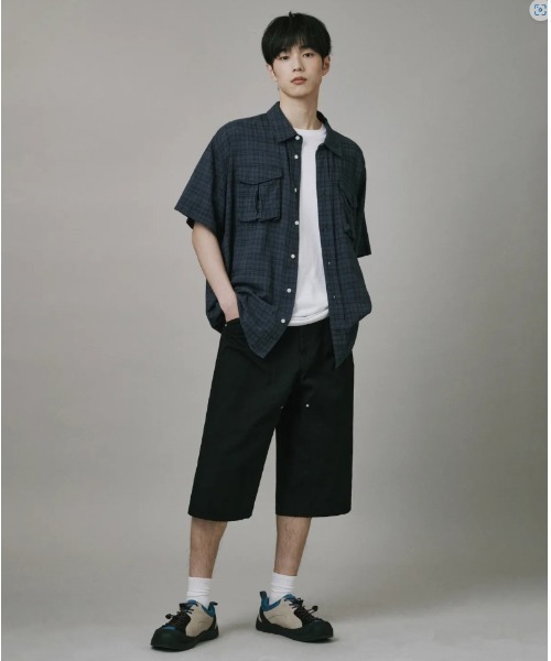 Vini(ヴィニ)の「ボリュームカーゴチェックシャツ(Tシャツ/カットソー・メンズ・カーキ/ブラウン/ネイビー・SMALL/MEDIUM/LARGE)」の18枚目の写真