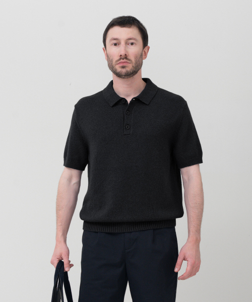 UPW WOSHABL COTTON Polo полу‑плотная футболка с коротким рукавом, чёрная