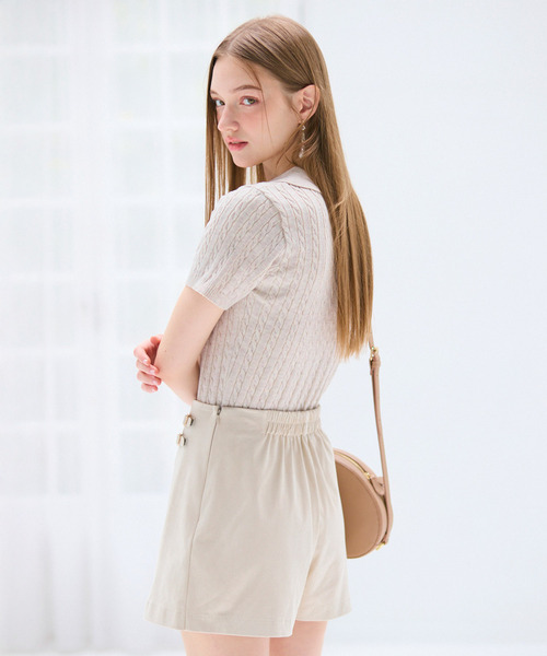 ROYAL PARTY(ロイヤルパーティー)の「【ONLINE限定カラーあり】ロゴ刺しゅうスキッパーケーブルニットトップス(ニット/セーター・レディース・ピンク/ブルー/グレー/ブラック/マルチ/ベージュ/ネイビー/イエロー・FREE)」の16枚目の写真