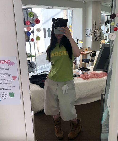 ITZAVIBE(イッザバイブ)の「M3OW SLIM T SHIRT - GREEN(Tシャツ/カットソー・レディース・その他・FREE)」の10枚目の写真