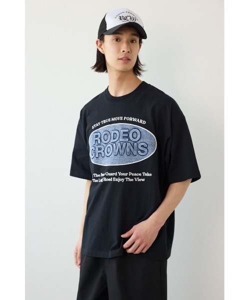 RODEO CROWNS WIDE BOWL(ロデオクラウンズワイドボウル)の「エンボスデニムロゴTシャツ(Tシャツ/カットソー・メンズ・ブラック/スモークピンク/ホワイト・MEDIUM/LARGE)」の14枚目の写真