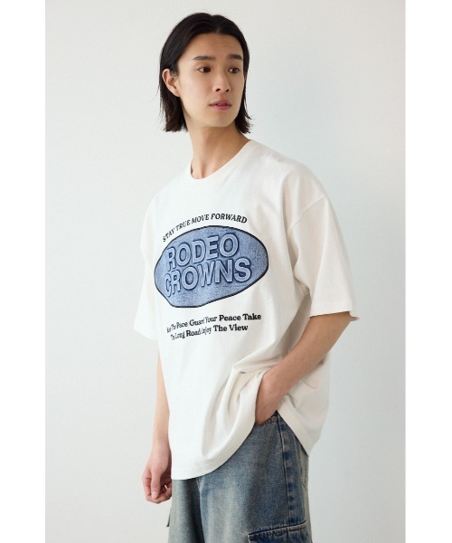 RODEO CROWNS WIDE BOWL(ロデオクラウンズワイドボウル)の「エンボスデニムロゴTシャツ(Tシャツ/カットソー・メンズ・ブラック/スモークピンク/ホワイト・MEDIUM/LARGE)」の9枚目の写真