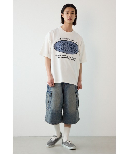 RODEO CROWNS WIDE BOWL(ロデオクラウンズワイドボウル)の「エンボスデニムロゴTシャツ(Tシャツ/カットソー・メンズ・ブラック/スモークピンク/ホワイト・MEDIUM/LARGE)」の12枚目の写真