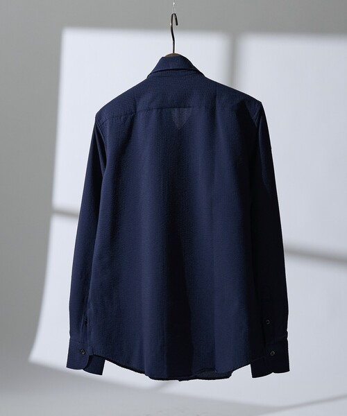 DESIGNWORKS（デザインワークス）の「【DotAir】2WAY サッカー長袖シャツ / 軽量 / 防シワ / 吸水速乾（シャツ/ブラウス・メンズ・ホワイト/ストライプ/ネイビー・50/48/46/44）」の5枚目の写真