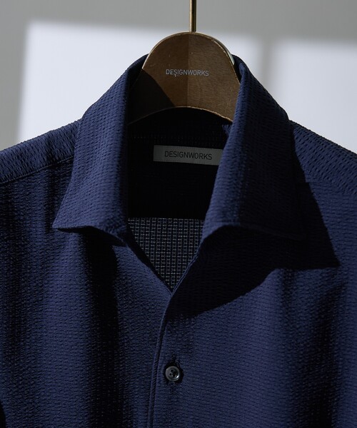 DESIGNWORKS（デザインワークス）の「【DotAir】2WAY サッカー長袖シャツ / 軽量 / 防シワ / 吸水速乾（シャツ/ブラウス・メンズ・ホワイト/ストライプ/ネイビー・50/48/46/44）」の6枚目の写真