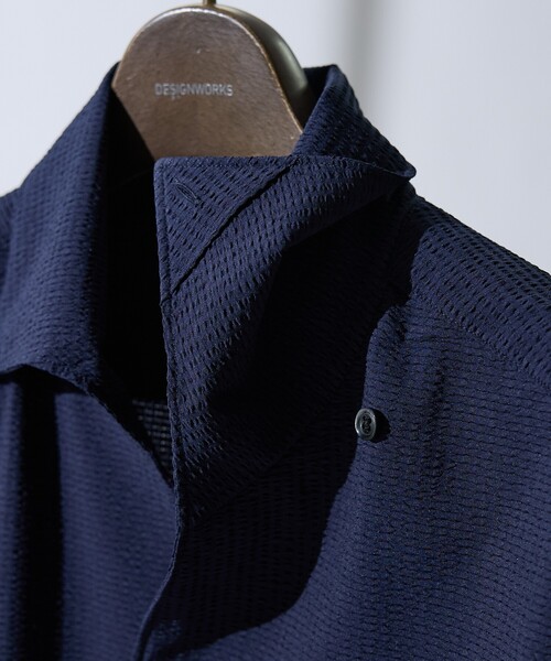 DESIGNWORKS（デザインワークス）の「【DotAir】2WAY サッカー長袖シャツ / 軽量 / 防シワ / 吸水速乾（シャツ/ブラウス・メンズ・ホワイト/ストライプ/ネイビー・50/48/46/44）」の7枚目の写真