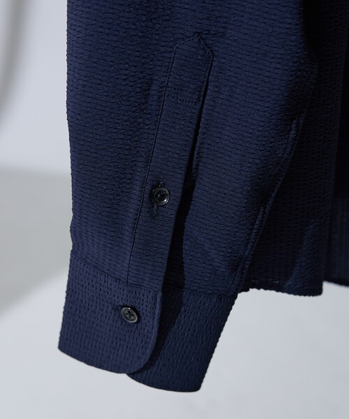 DESIGNWORKS（デザインワークス）の「【DotAir】2WAY サッカー長袖シャツ / 軽量 / 防シワ / 吸水速乾（シャツ/ブラウス・メンズ・ホワイト/ストライプ/ネイビー・50/48/46/44）」の8枚目の写真