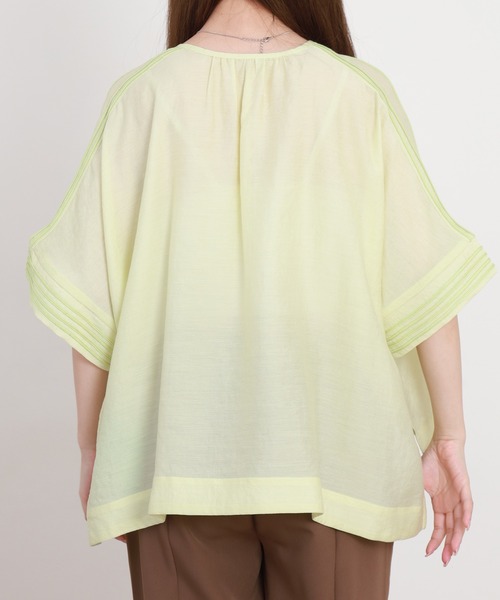 EGLANTINE(エグランティーヌ)の「EGLANTINE パステルカラー半袖ブラウス(シャツ/ブラウス・レディース・サックスブルー/ライム/ラベンダー・38)」の15枚目の写真