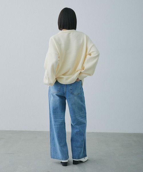 Clum(クルム)の「flower motif loose knit / フラワーモチーフルーズニット(ニット/セーター・レディース・ブラック/ナチュラル・FREE)」の12枚目の写真