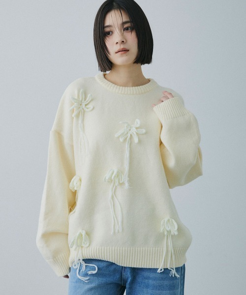Clum(クルム)の「flower motif loose knit / フラワーモチーフルーズニット(ニット/セーター・レディース・ブラック/ナチュラル・FREE)」の22枚目の写真