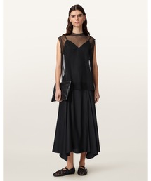 ALLSAINTS | AVA SLEEVELESS SATIN MIDI DRESS | AVA ノースリーブ サテン ミディ ドレス・ワンピース(ワンピース)