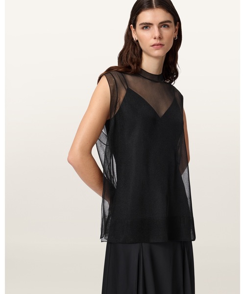 ALLSAINTS(オールセインツ)の「AVA SLEEVELESS SATIN MIDI DRESS | AVA ノースリーブ サテン ミディ ドレス・ワンピース(ワンピース・レディース・ブラック・M/S/XS)」の8枚目の写真