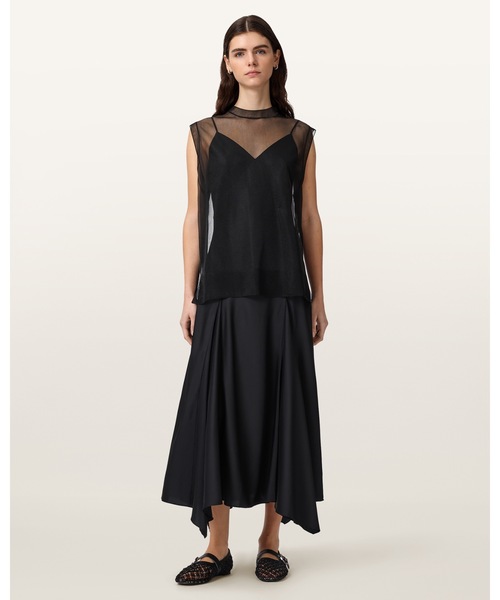 ALLSAINTS(オールセインツ)の「AVA SLEEVELESS SATIN MIDI DRESS | AVA ノースリーブ サテン ミディ ドレス・ワンピース(ワンピース・レディース・ブラック・M/S/XS)」の6枚目の写真