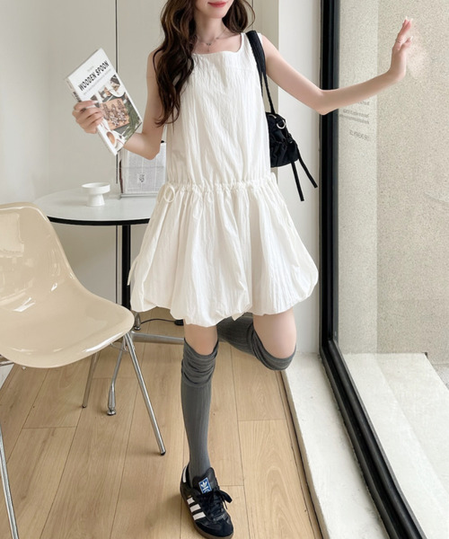 Ada.(エイダ)の「サイドリボン バルーンヘム ノースリーブ ミニ ワンピース(ワンピース・レディース・ホワイト/イエロー・FREE)」の4枚目の写真