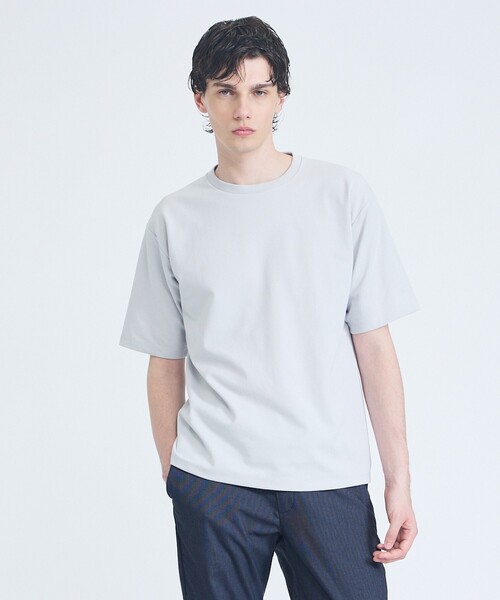 ABAHOUSE GRAY(アバハウスグレイ)の「【抗菌防臭/UVカット】シルキーポンチ 半袖Tシャツ(Tシャツ/カットソー・メンズ・チャコールグレー/サックスブルー/ホワイト/ブラック/グレイッシュベージュ/モスグリーン・50/48/46/44)」の4枚目の写真