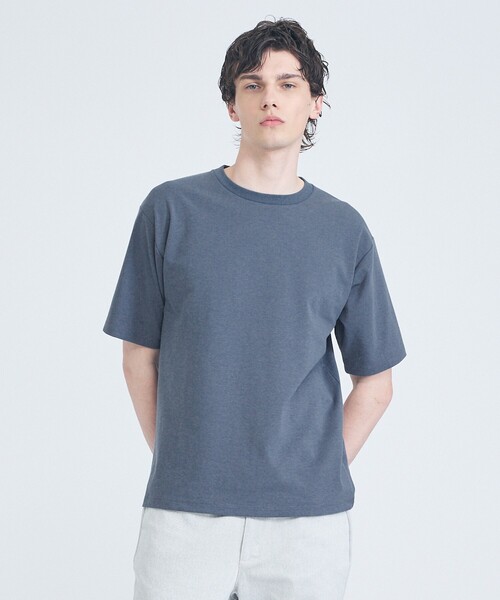 ABAHOUSE GRAY(アバハウスグレイ)の「【抗菌防臭/UVカット】シルキーポンチ 半袖Tシャツ(Tシャツ/カットソー・メンズ・チャコールグレー/サックスブルー/ホワイト/ブラック/グレイッシュベージュ/モスグリーン・50/48/46/44)」の3枚目の写真