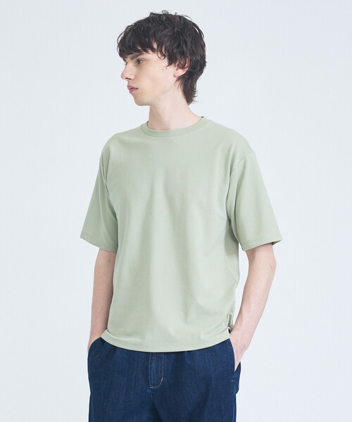 ABAHOUSE GRAY(アバハウスグレイ)の「【抗菌防臭/UVカット】シルキーポンチ 半袖Tシャツ(Tシャツ/カットソー・メンズ・チャコールグレー/サックスブルー/ホワイト/ブラック/グレイッシュベージュ/モスグリーン・50/48/46/44)」の5枚目の写真