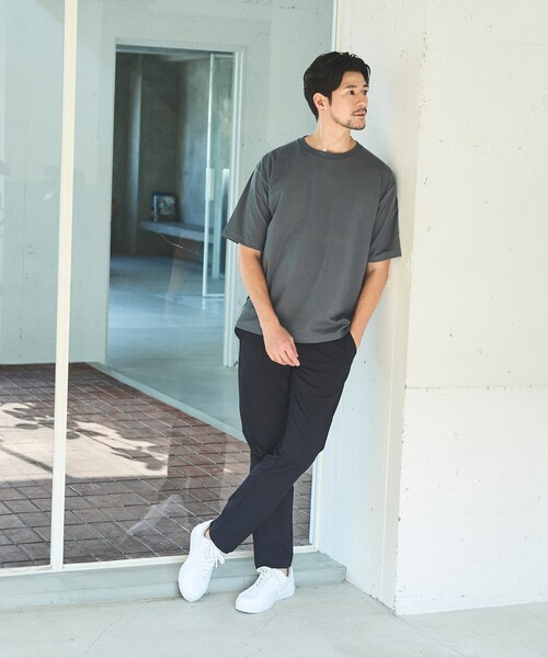 ABAHOUSE GRAY(アバハウスグレイ)の「【抗菌防臭/UVカット】シルキーポンチ 半袖Tシャツ(Tシャツ/カットソー・メンズ・チャコールグレー/サックスブルー/ホワイト/ブラック/グレイッシュベージュ/モスグリーン・50/48/46/44)」の7枚目の写真
