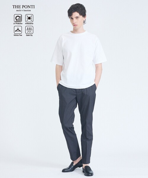 ABAHOUSE GRAY(アバハウスグレイ)の「【抗菌防臭/UVカット】シルキーポンチ 半袖Tシャツ(Tシャツ/カットソー・メンズ・チャコールグレー/サックスブルー/ホワイト/ブラック/グレイッシュベージュ/モスグリーン・50/48/46/44)」の8枚目の写真