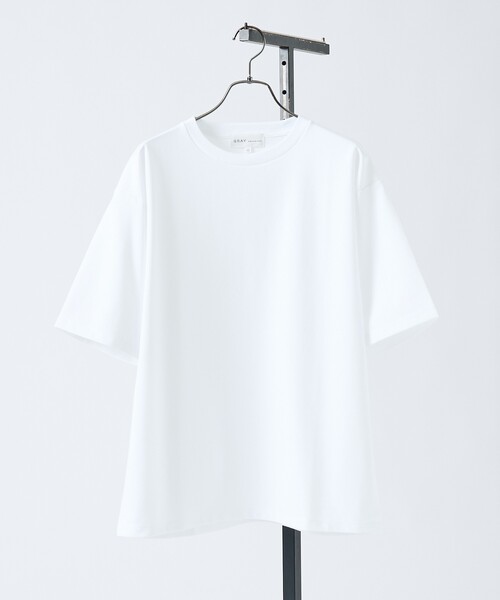 ABAHOUSE GRAY(アバハウスグレイ)の「【抗菌防臭/UVカット】シルキーポンチ 半袖Tシャツ(Tシャツ/カットソー・メンズ・チャコールグレー/サックスブルー/ホワイト/ブラック/グレイッシュベージュ/モスグリーン・50/48/46/44)」の9枚目の写真