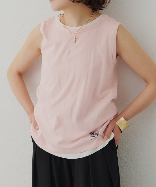 FEEL GOOD CONNECTION AND BLISSFUL TIME(フィールグッドコネクションアンドブリスフルタイム)の「【F&B】オーガニックコットンノースリーブT(タンクトップ・レディース・アイボリー/サックスブルー/キャメル/ピンク/イエロー/モカ・FREE)」の6枚目の写真