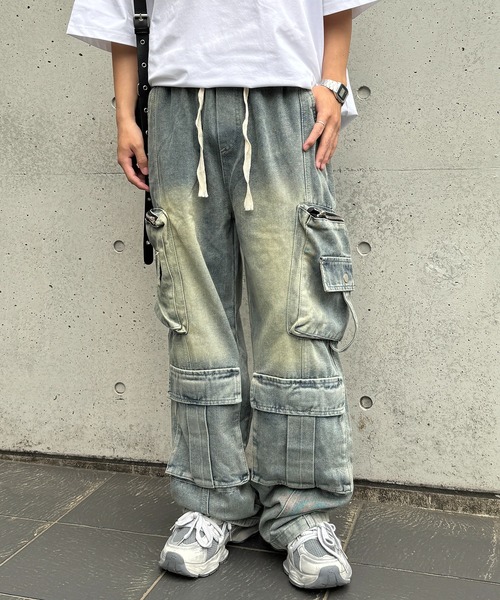 lilful(リルフル)の「【26年春夏新作】【ウエストゴム】デニムカーゴワイドパンツ(デニムパンツ・メンズ・ブルー/ブラック・M/L)」の2枚目の写真