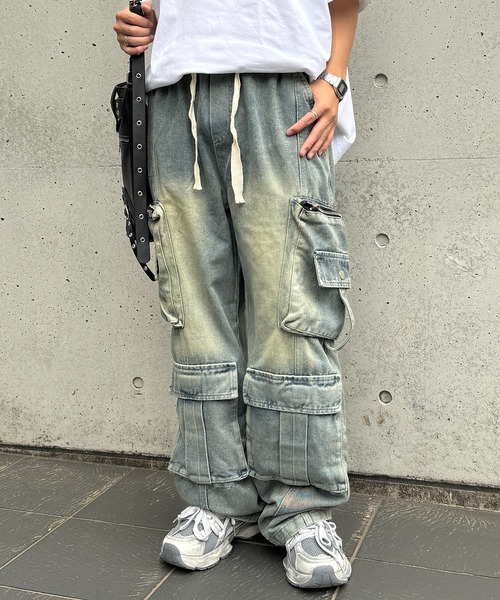 lilful(リルフル)の「【26年春夏新作】【ウエストゴム】デニムカーゴワイドパンツ(デニムパンツ・メンズ・ブルー/ブラック・M/L)」の6枚目の写真