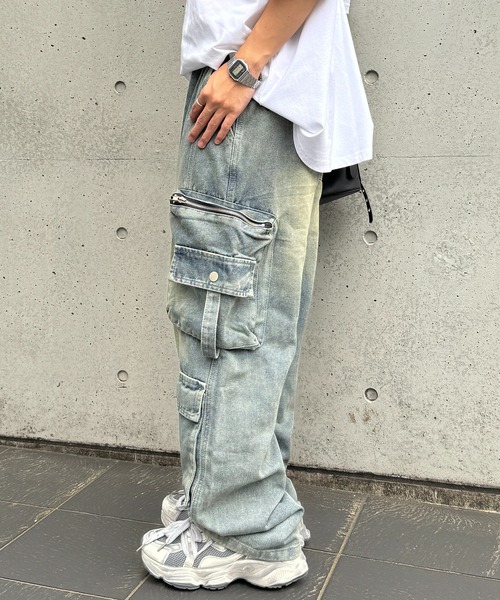 lilful(リルフル)の「【26年春夏新作】【ウエストゴム】デニムカーゴワイドパンツ(デニムパンツ・メンズ・ブルー/ブラック・M/L)」の9枚目の写真